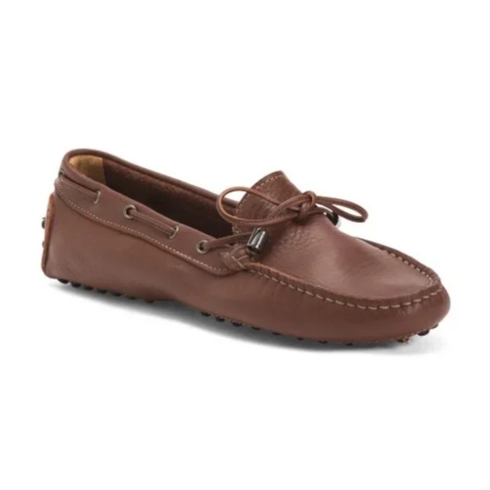 NWT Antica Cuoieria Leather Car Shoes Cognac 40